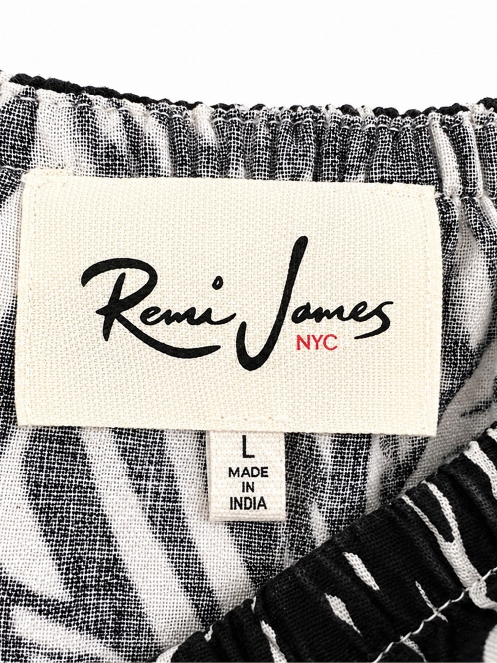 Remi James NYC Tropical Palm Print Off Shoulder Linen Blend Blouse Size L - Picture 3 of 4
